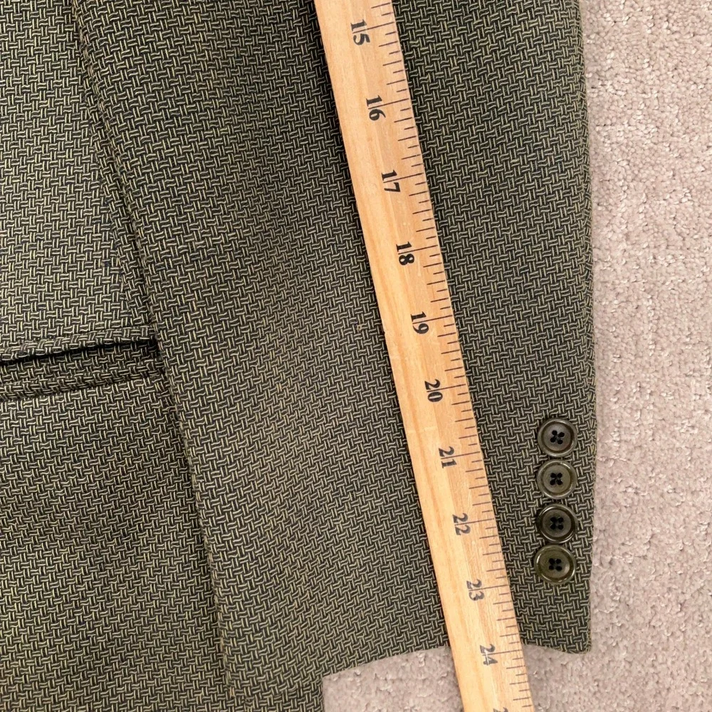 Lubiam 1911 Blazer Mens 50R Olive Green Basketweave Luxury Textured Italian Wool